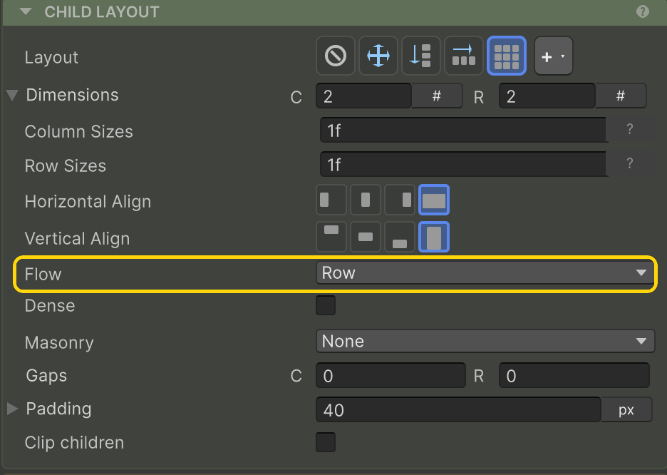 Flow highlighted in the Inspector