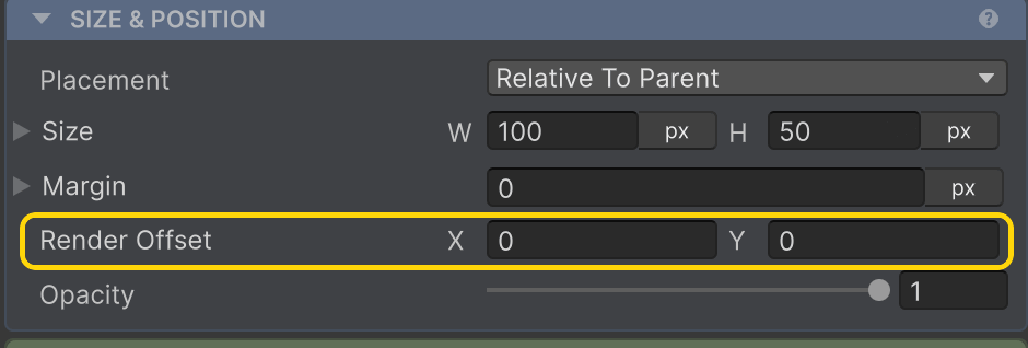 Render Offset highlighted in the Inspector